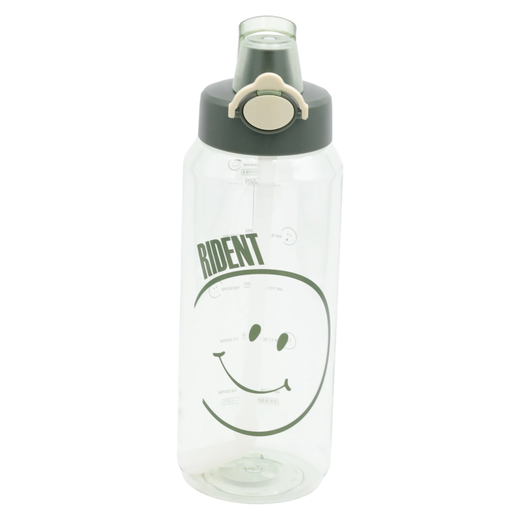 6973847439798_2.webp Kunststoff-Wasserflasche mit Smiley-Design, 1,2 L (Grün)