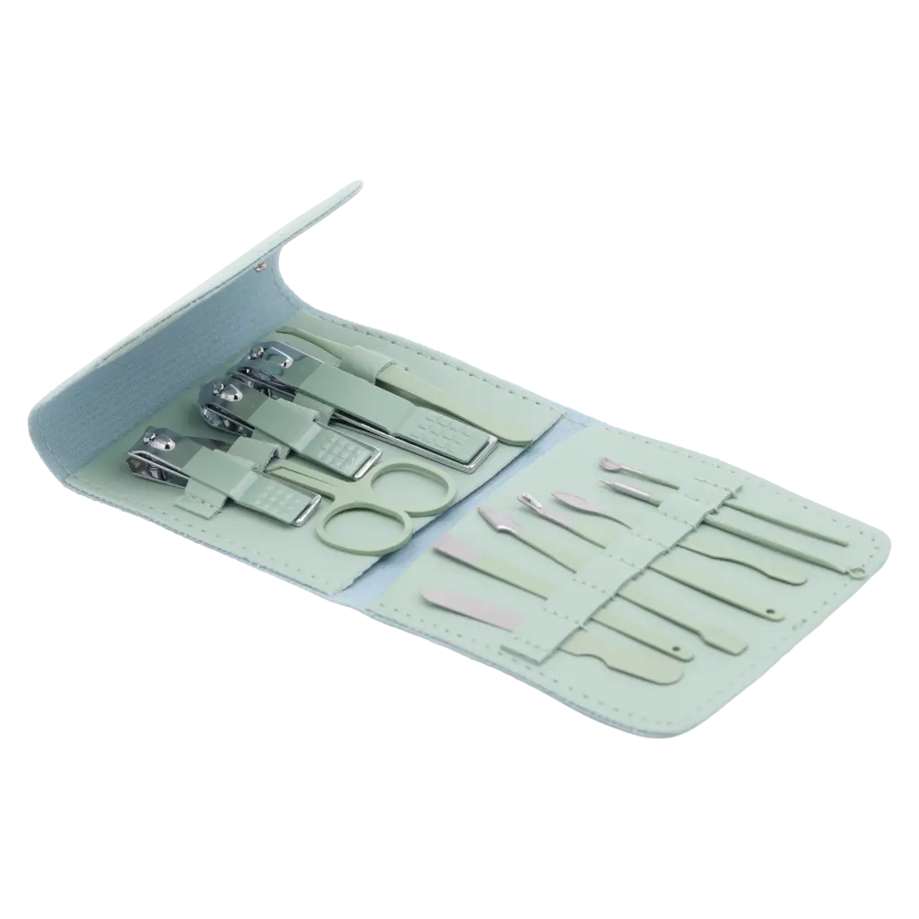 6974804568322_3.webp 12-teiliges Maniküre-Set im Etui für Nagelpflege und Kosmetik (Mint)