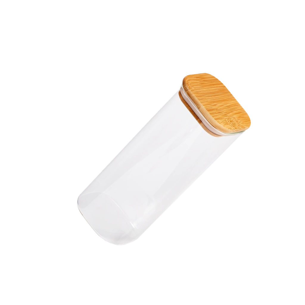 6975349069510_1.webp Vorratsglas aus Borosilikatglas mit Bambusdeckel, 1000 ml (Transparent)