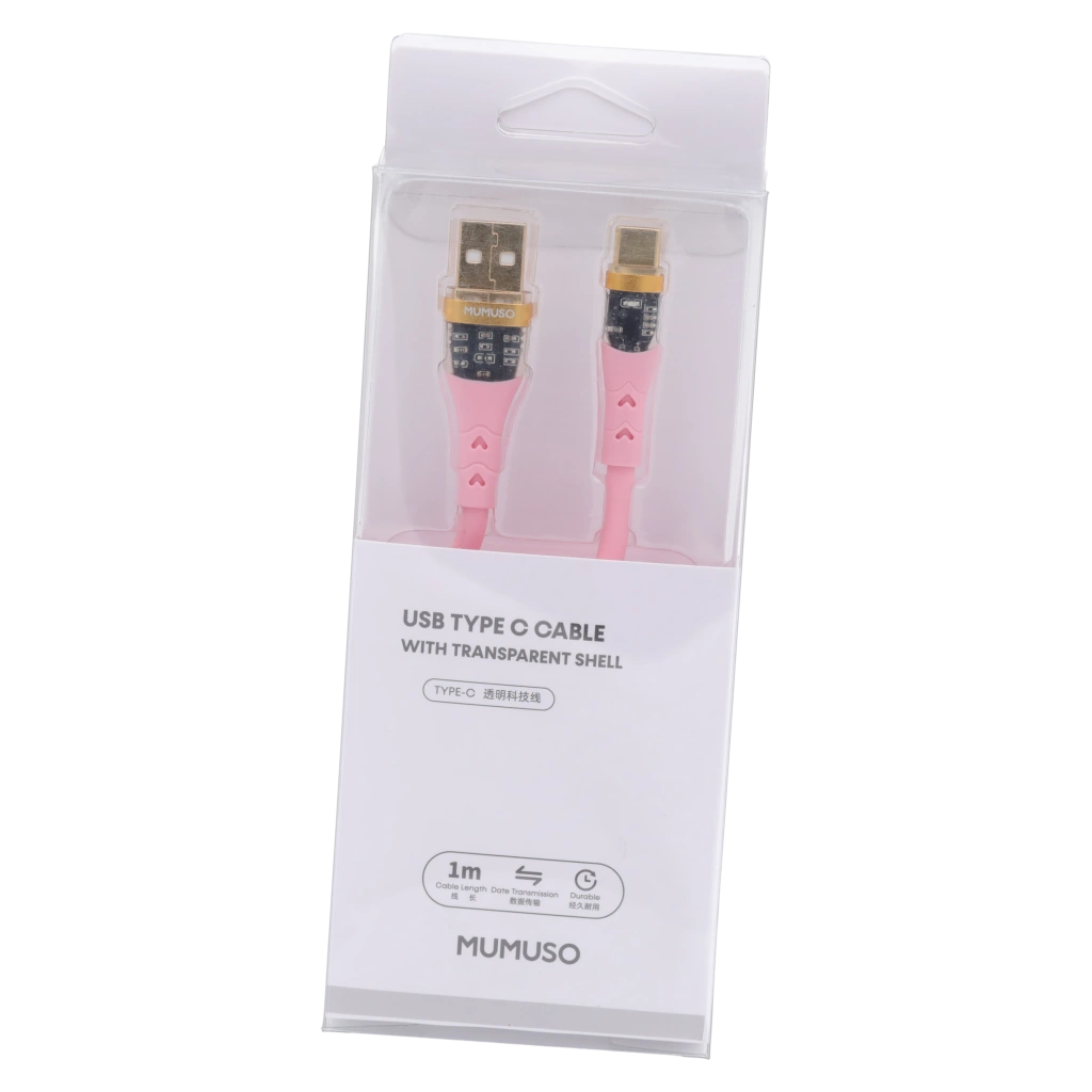 6975959830951_3.webp USB-C-Kabel aus TPE, 1 m mit transparenter Schale (Pink)