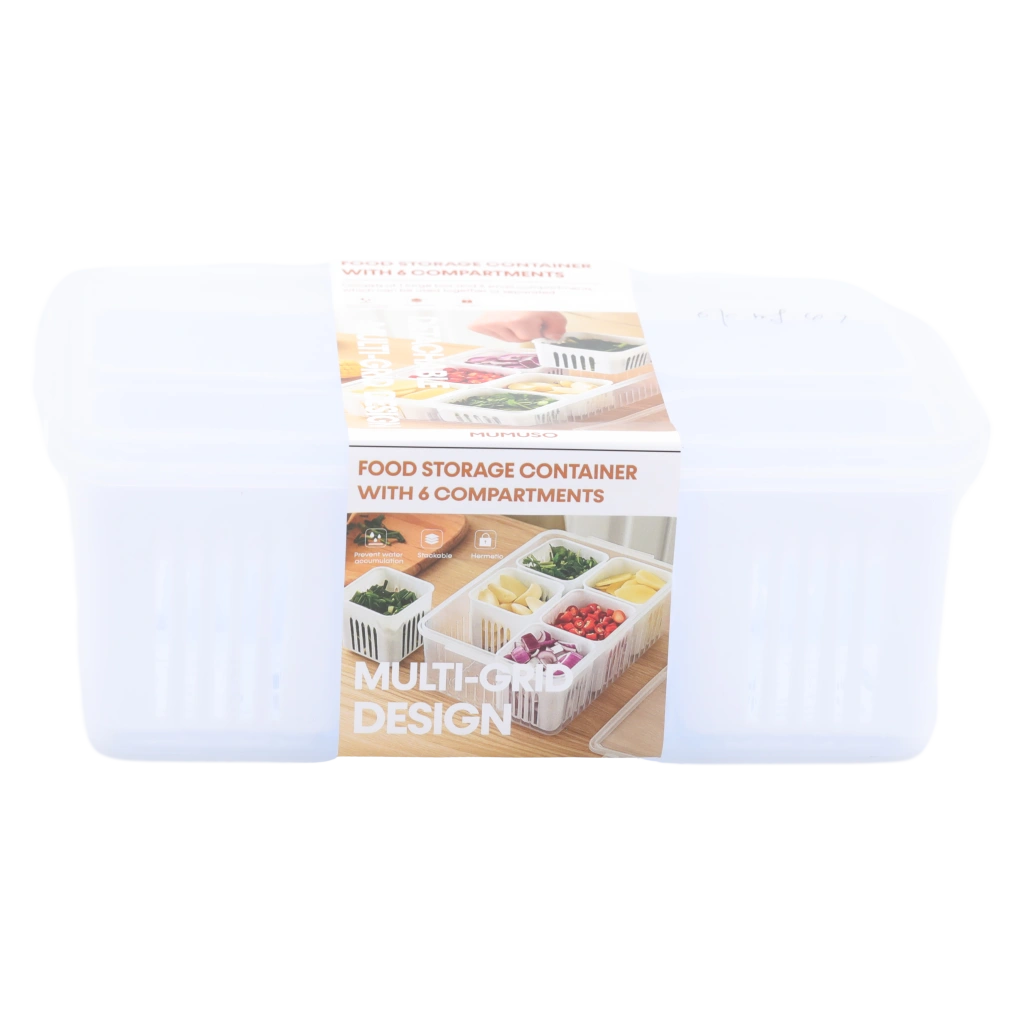 6975959837080_1.webp Frischhaltedose mit 6 Fächern aus Polypropylen, lebensmittelecht (Weiß)