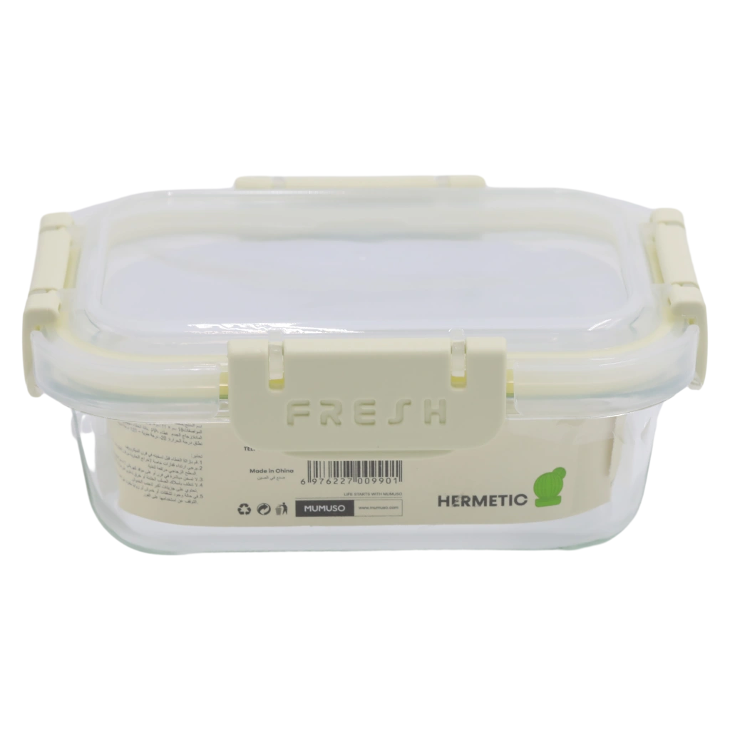 6976227009901_3.webp Rechteckige Glas-Frischhaltedose mit Deckel, 400 ml (Grün)