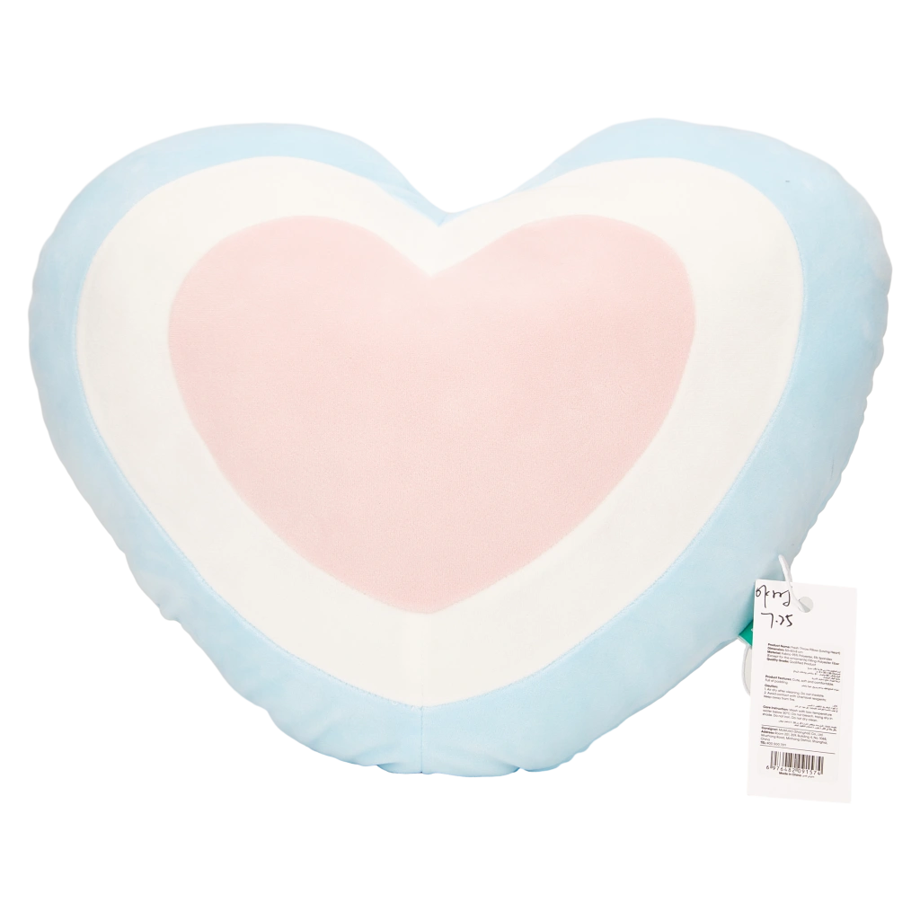 6976482091574_2.webp Herzförmiges Dekokissen aus Polyester mit mehrfarbigem Design (Hellblau/Weiß/Rosa)