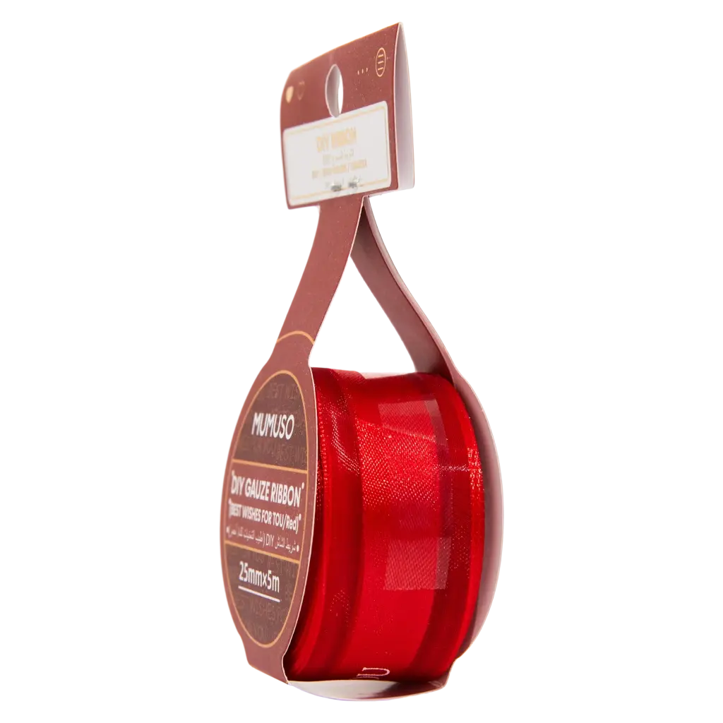 6976628012463_2.webp Geschenkband aus Netzmaterial, 25 mm × 5 m (Rot)