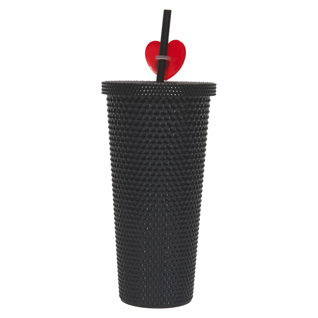 6976628014306_2.webp Kunststoff-Trinkbecher mit Noppenstruktur und Strohhalm, 700 ml (Schwarz)