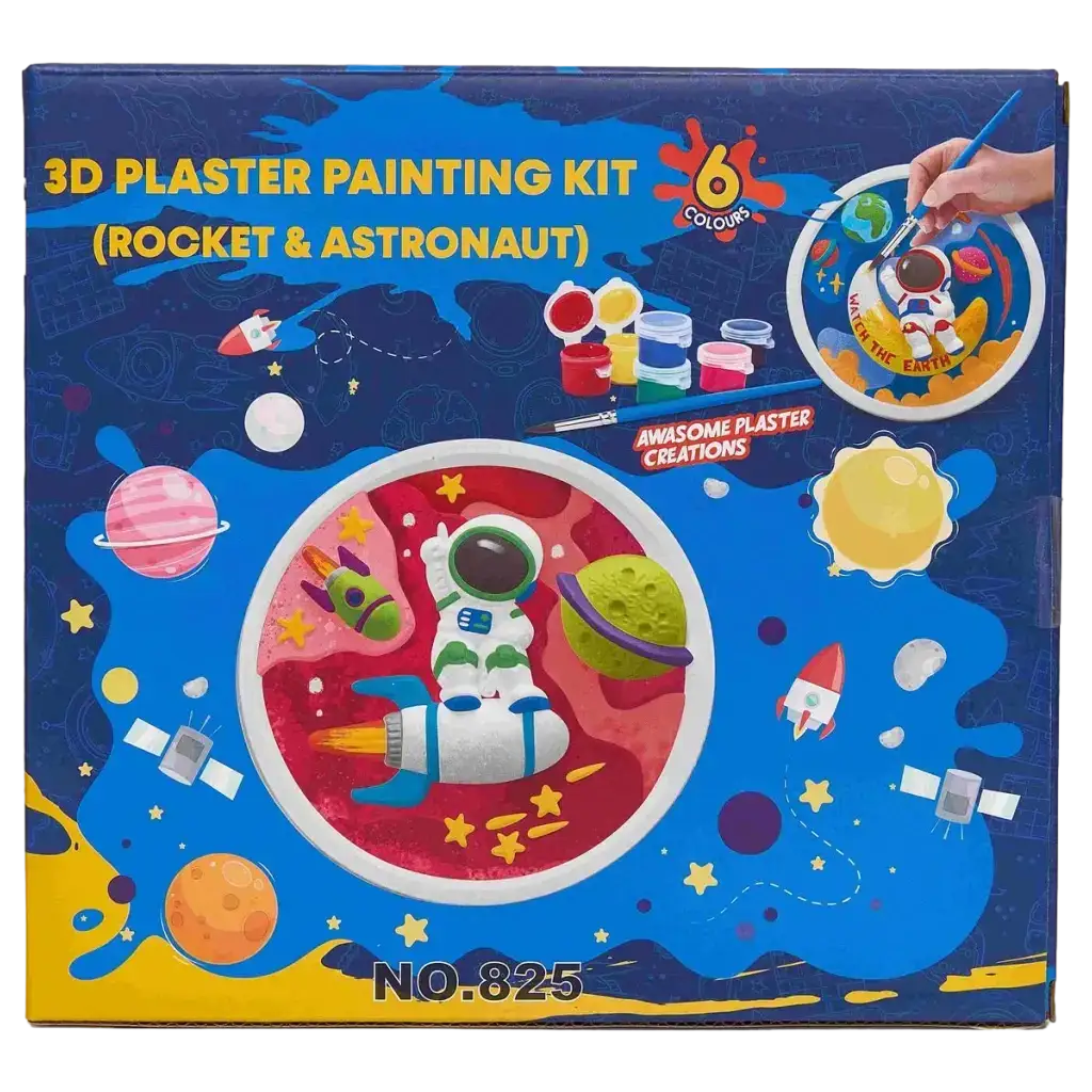6976628015556_1.webp 3D Gipsfiguren Bastelset mit Raketen- und Astronauten-Design für Kinder (Mehrfarbig)