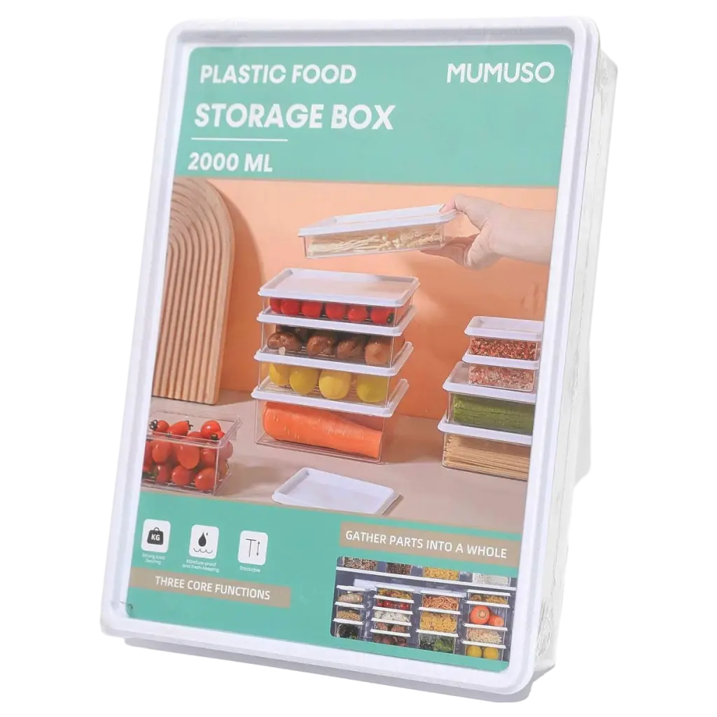 6976628016768_2.webp Rechteckige Aufbewahrungsbox aus Kunststoff, 2000 ml (Transparent)