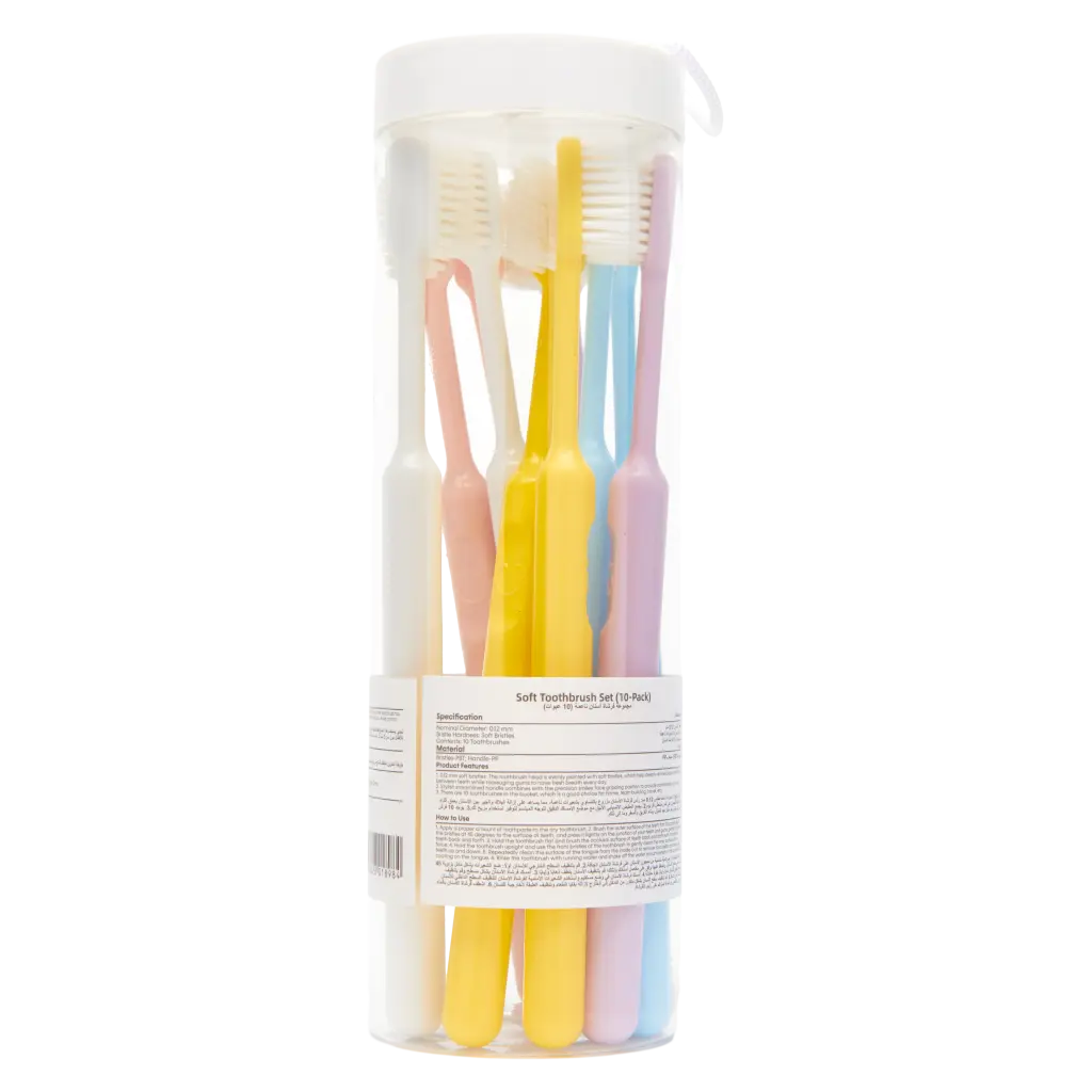 6976628018984_1.webp 10er-Pack Zahnbürsten mit weichen Borsten (Rosa/Blau/Lila/Gelb/Weiß)
