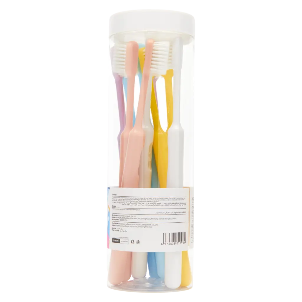 6976628018984_9.webp 10er-Pack Zahnbürsten mit weichen Borsten (Rosa/Blau/Lila/Gelb/Weiß)