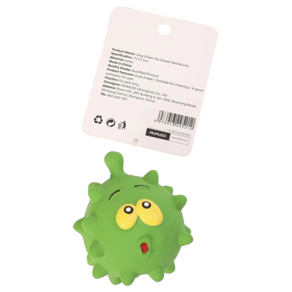 6976913295212_1.webp Kauspielzeug aus Naturlatex für Hunde mit Bakterium-Design (Grün), 47,9 g