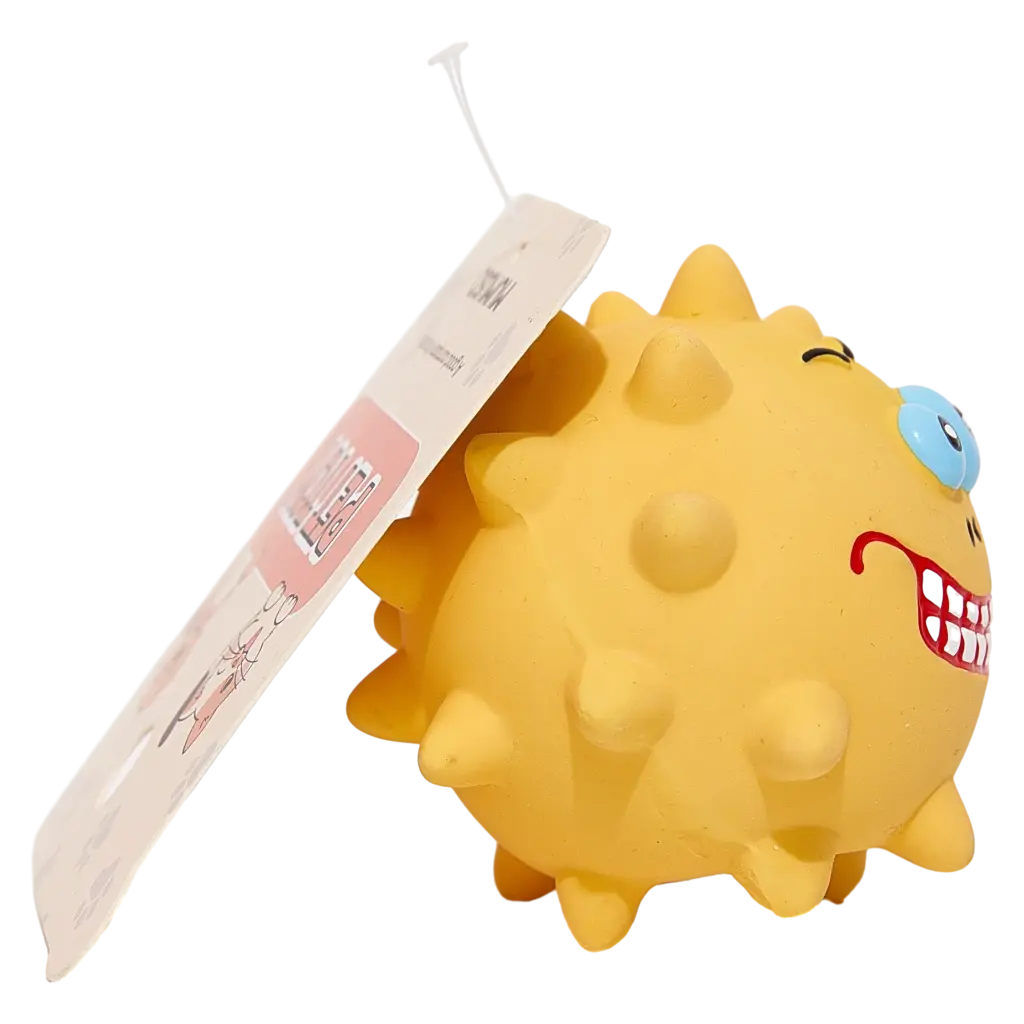6976913295229_2.webp Kauspielzeug aus Naturkautschuk mit Bakterium-Design für Hunde (Gelb)