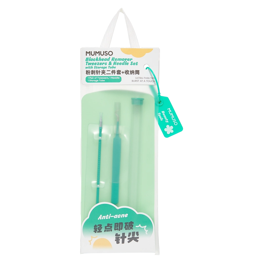 6977084550100.webp Blackhead Remover Set aus Edelstahl, Pinzette & Nadel mit Aufbewahrungsrohr (Mintgrün)