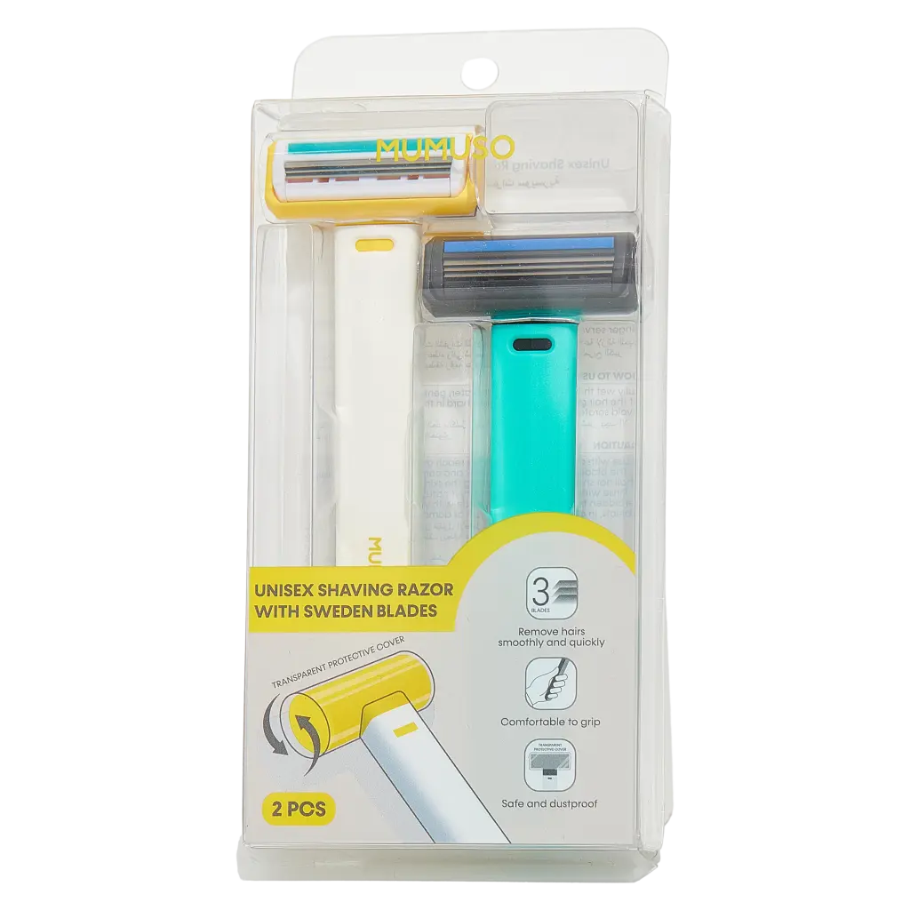 6977084550742_2.webp 2-teiliges Unisex-Rasiererset mit Schwedenklingen (Weiß/Türkis)