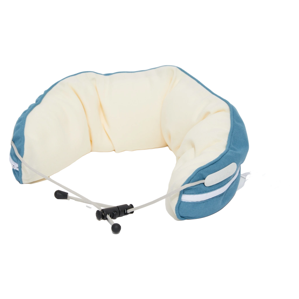 6977084553699_1.webp U-förmiges Nackenkissen mit Partikelfüllung, ergonomisch stützend (Blau/Creme)