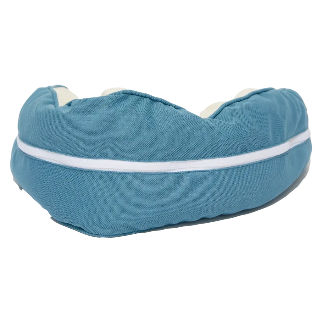 6977084553699_2.webp U-förmiges Nackenkissen mit Partikelfüllung, ergonomisch stützend (Blau/Creme)