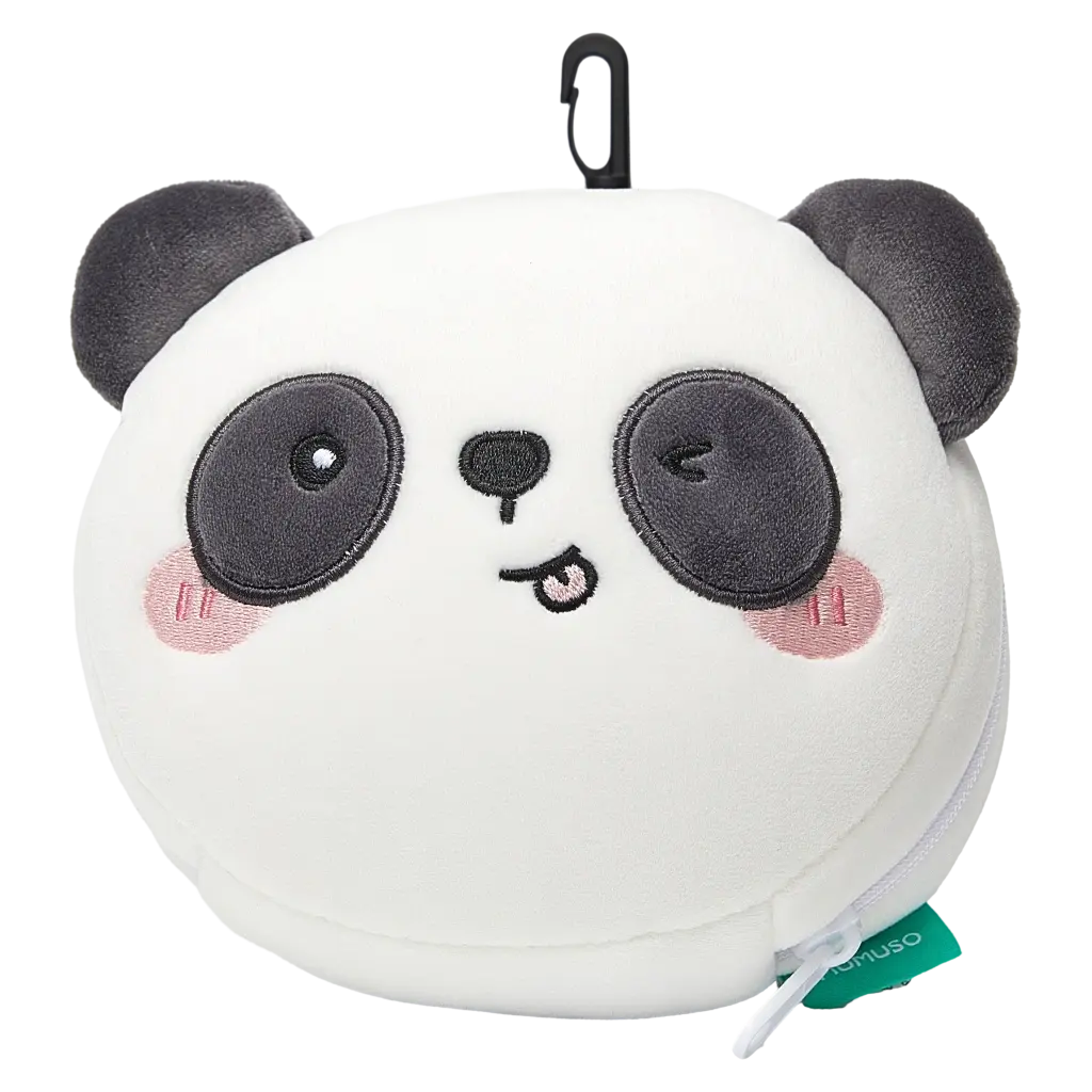 6977321141955_1.webp 2-in-1 Nackenkissen und Schlafmaske aus Polyester mit Panda-Design (Weiß/Schwarz)