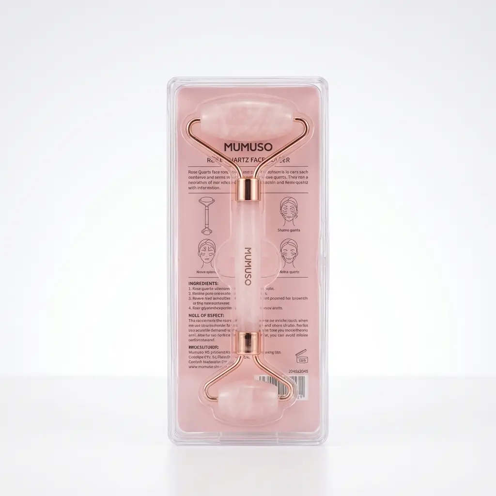 6932559608533_99 Gesichtsroller aus Rosenquarz, Beauty-Tool für Gesichtsmassage (Rosa)
