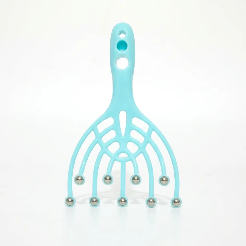 6941347703718_99 Kopfhaut-Massagegerät mit 9 Metall-Rollköpfen (Blau)