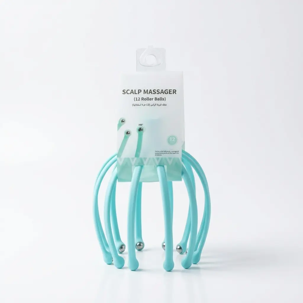 6975349064515_99 Kopfmassager mit 12 Rollen für Erwachsene (Hellblau)